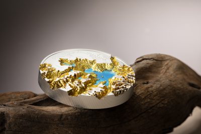 Cook Islands - 2026 - 100 Dollars - Yellowstone Topography KILO silver edition