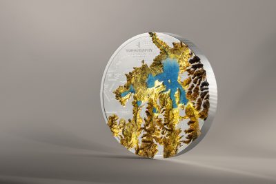 Cook Islands - 2026 - 100 Dollars - Yellowstone Topography KILO silver edition