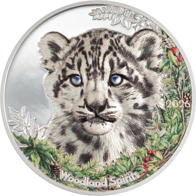 Mongolia - 2026 - 500 Togrog - Woodland Snow Leopard 1oz silver