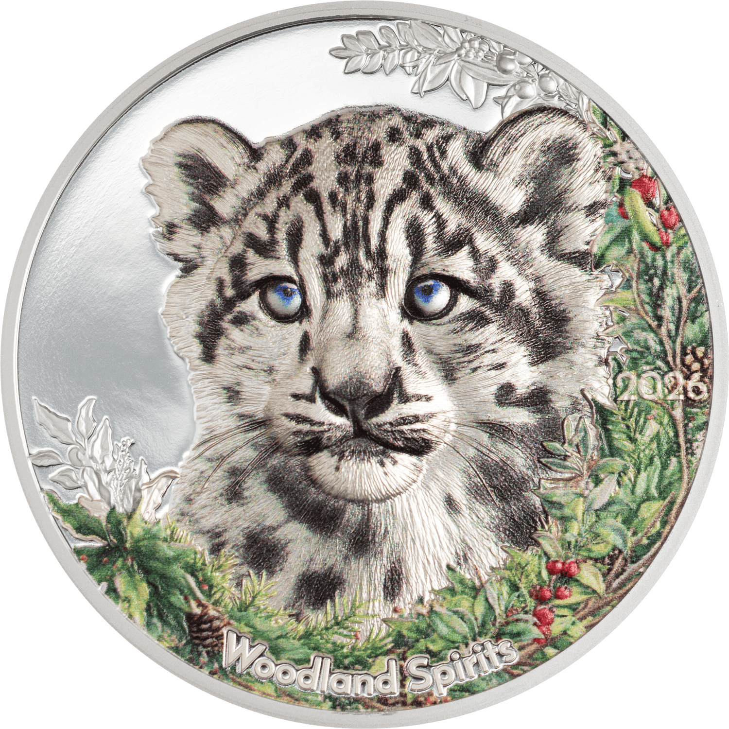 Mongolia - 2026 - 500 Togrog - Woodland Snow Leopard 1oz silver