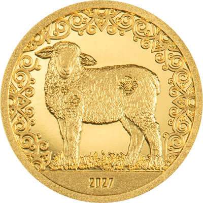 Mongolia - 2027 - 1000 Togrog - Year of the Goat SMALL GOLD