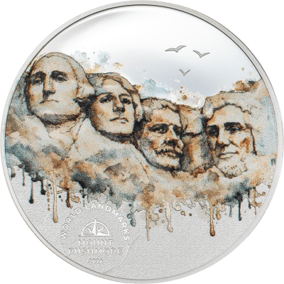 Cook Islands - 2026 - 5 Dollars - Mount Rushmore 1/2oz silver (World Landmark series)