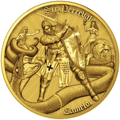 Niue - 2026 - 2 Dollars - Sir Perceval BU Edition GILDED (Camelot series) 1oz silver