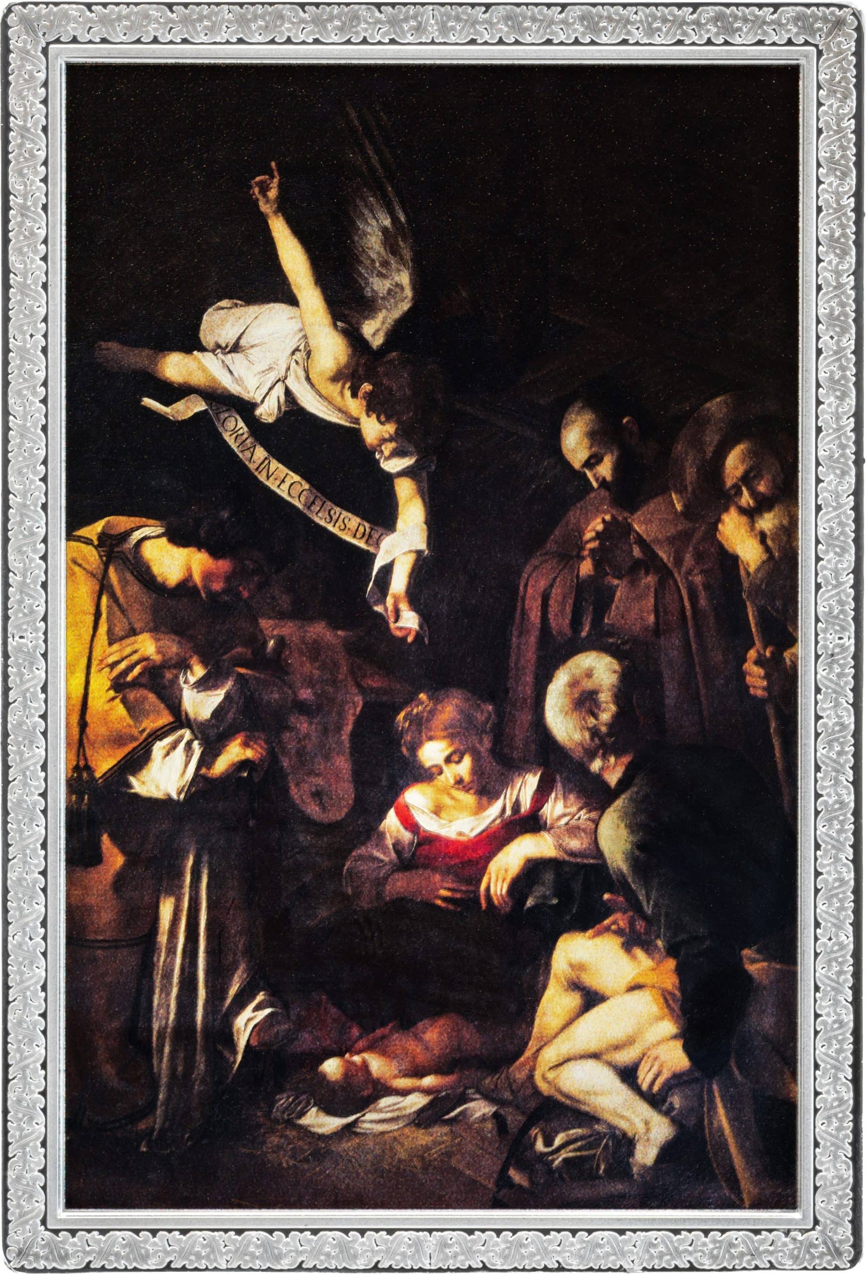 Ghana - 2026 - 5 Cedis - Nativity with San Lorenzo and San Francesco by Caravaggio (Catch Me If You Canvas Stolen Art series) 1oz silver