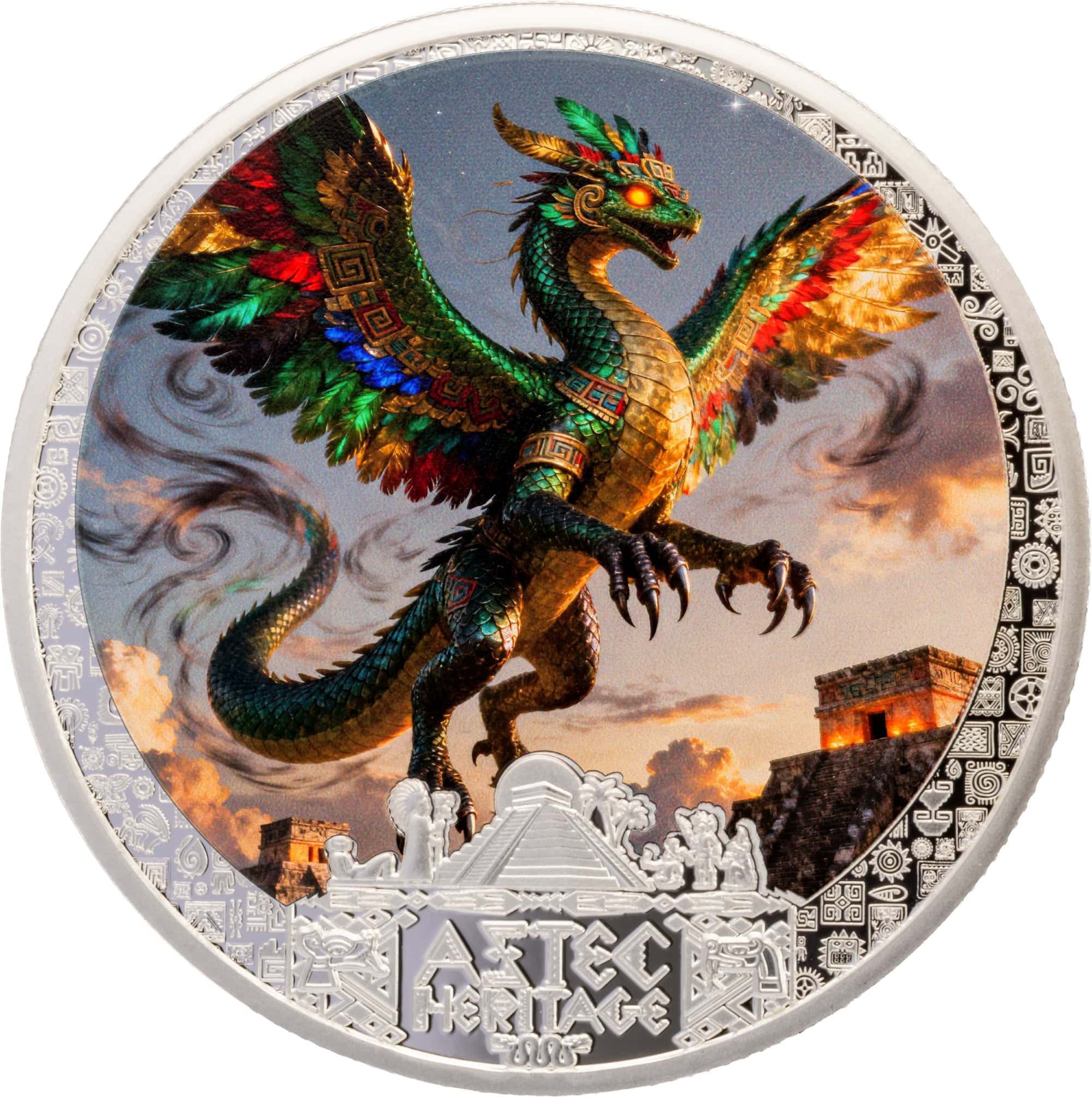 Liberia - 2026 - 5 Dollars - Quetzalcoatl 1/2oz silver (Aztec Heritage series)