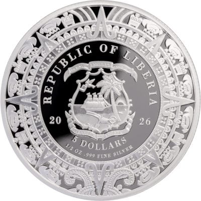 Liberia - 2026 - 5 Dollars - Huitzilopochtli 1/2oz silver (Aztec Heritage series)