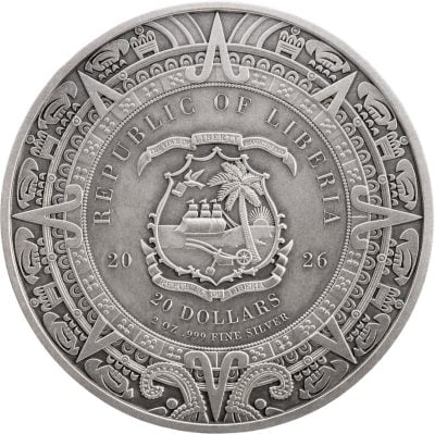 Liberia - 2026 - 20 Dollars - Xipe Totec 2oz UHR silver (Aztec Heritage series)