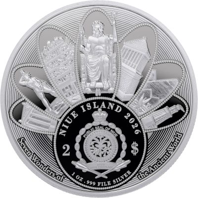 Niue - 2026 - 2 Dollars - Statue of Zeus at Olympia (7 Wonders of the Ancient World series) 1oz silver