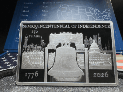 Liberia - 2026 - 5 Dollars - 250th anniversary of U.S. independence 2oz silver