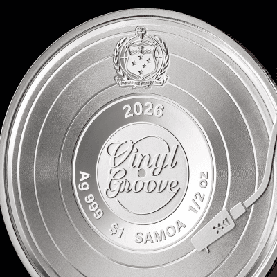 Samoa - 2026 - 1 Dollar – Rock 'n' Roll (Vinyl Groove series) 1oz silver