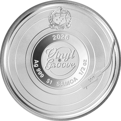 Samoa - 2026 - 1 Dollar – Rock 'n' Roll (Vinyl Groove series) 1oz silver