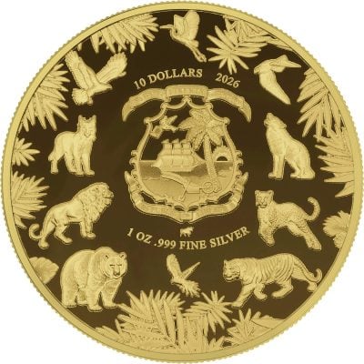 Liberia - 2026 - 3x 10 Dollars - Leopard, Polar Bear, Puma (Wild Essence series) 3x 1oz silver GILDED