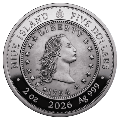 Niue - 2026 - 5 Dollars - 1794 Flowing Hair silver Dollar (Greatest United States coins series) 2oz silver