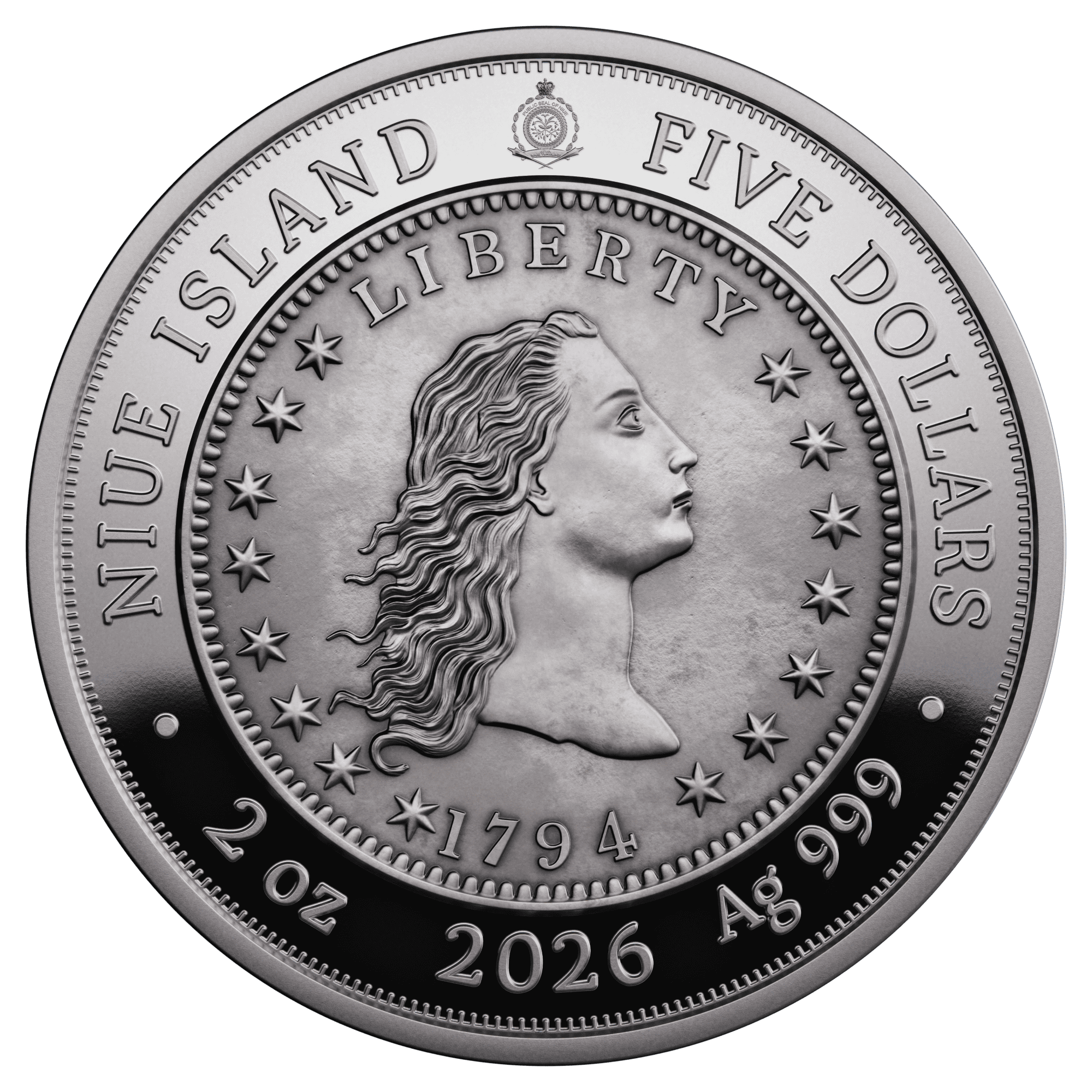 Niue - 2026 - 5 Dollars - 1794 Flowing Hair silver Dollar (Greatest United States coins series) 2oz silver