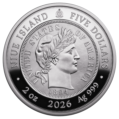 Niue - 2026 - 5 Dollars - 1849 Liberty Head Double Eagle (Greatest United States coins series) 2oz silver