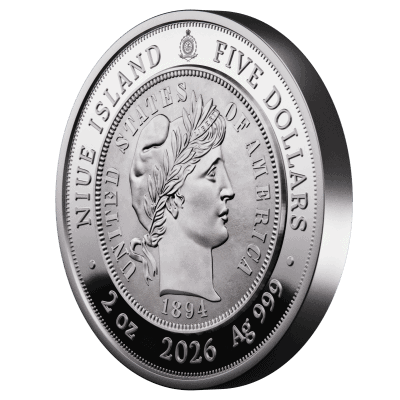 Niue - 2026 - 5 Dollars - 1849 Liberty Head Double Eagle (Greatest United States coins series) 2oz silver