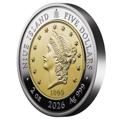 Niue - 2026 - 5 Dollars - 1849 Liberty Head Double Eagle (Greatest United States coins series) 2oz silver