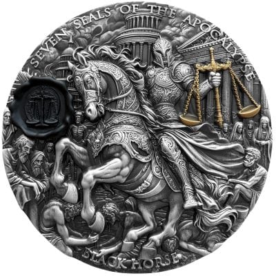 Niue - 2026 - 7 Dollars - Black Horse 3oz silver (Seven Seals of the Apocalypse series)