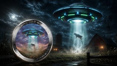 Cameroon - 2026 - 1000 Francs - COW ABDUCTION (UFO & Aliens series) 1oz silver