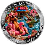 Cameroon - 2026 - 1000 Francs - Floaties, Fangs and Frenzy (AI•NIMALS Chaos at the Farm series) 1oz silver