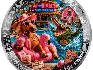 Cameroon - 2026 - 1000 Francs - Floaties, Fangs and Frenzy (AI•NIMALS Chaos at the Farm series) 1oz silver