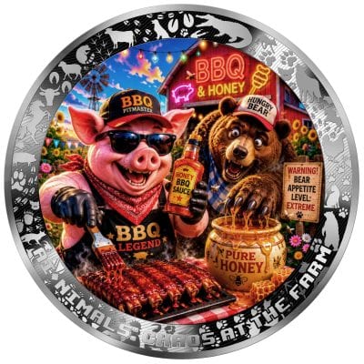 Cameroon - 2026 - 1000 Francs - Hog Wild Honey BBQ (AI•NIMALS Chaos at the Farm series) 1oz silver