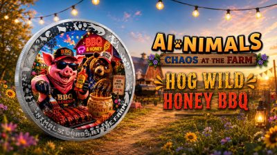 Cameroon - 2026 - 1000 Francs - Hog Wild Honey BBQ (AI•NIMALS Chaos at the Farm series) 1oz silver