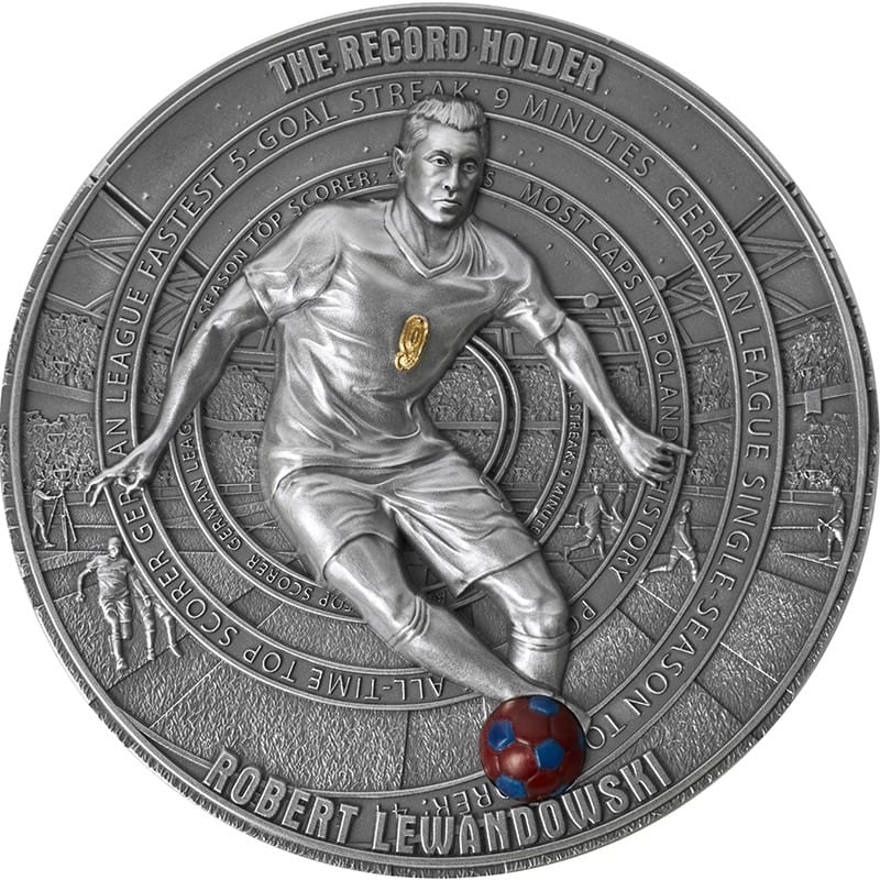 Niue - 2025 - 5 Dollars - Robert Lewandowski RECORD HOLDER (Robert Lewandowski series) 2oz silver