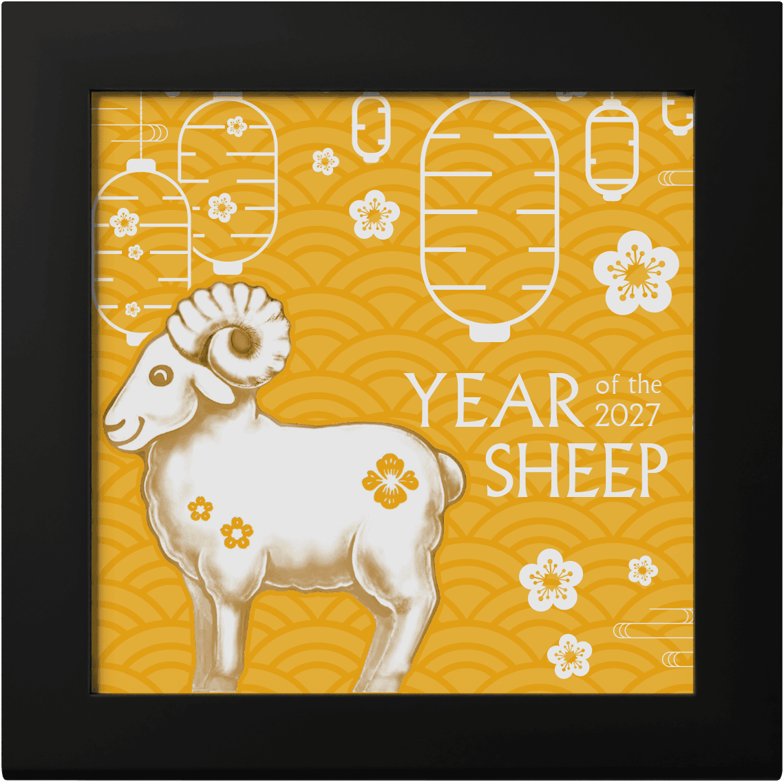 Mongolia - 2027 - 1000 Togrog - Year of the Goat 3D silver 1oz GILDED EDITION