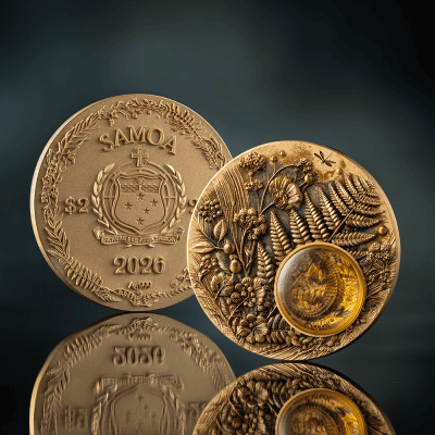 Samoa - 2026 - 2 Dollars – Lizard (amber mirage series) 2oz silver