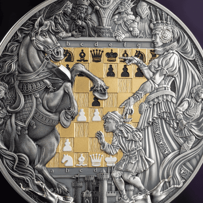 Niue - 2026 - 7 Dollars - Chess Battle Queen's Gambit 3oz silver