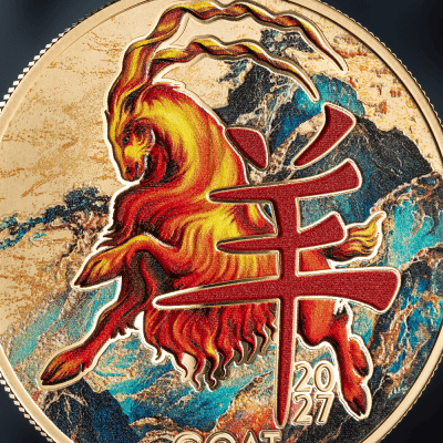 Cameroon - 2026 - 1000 Francs – Year of the Goat GOLDEN EDITION 1/2oz silver