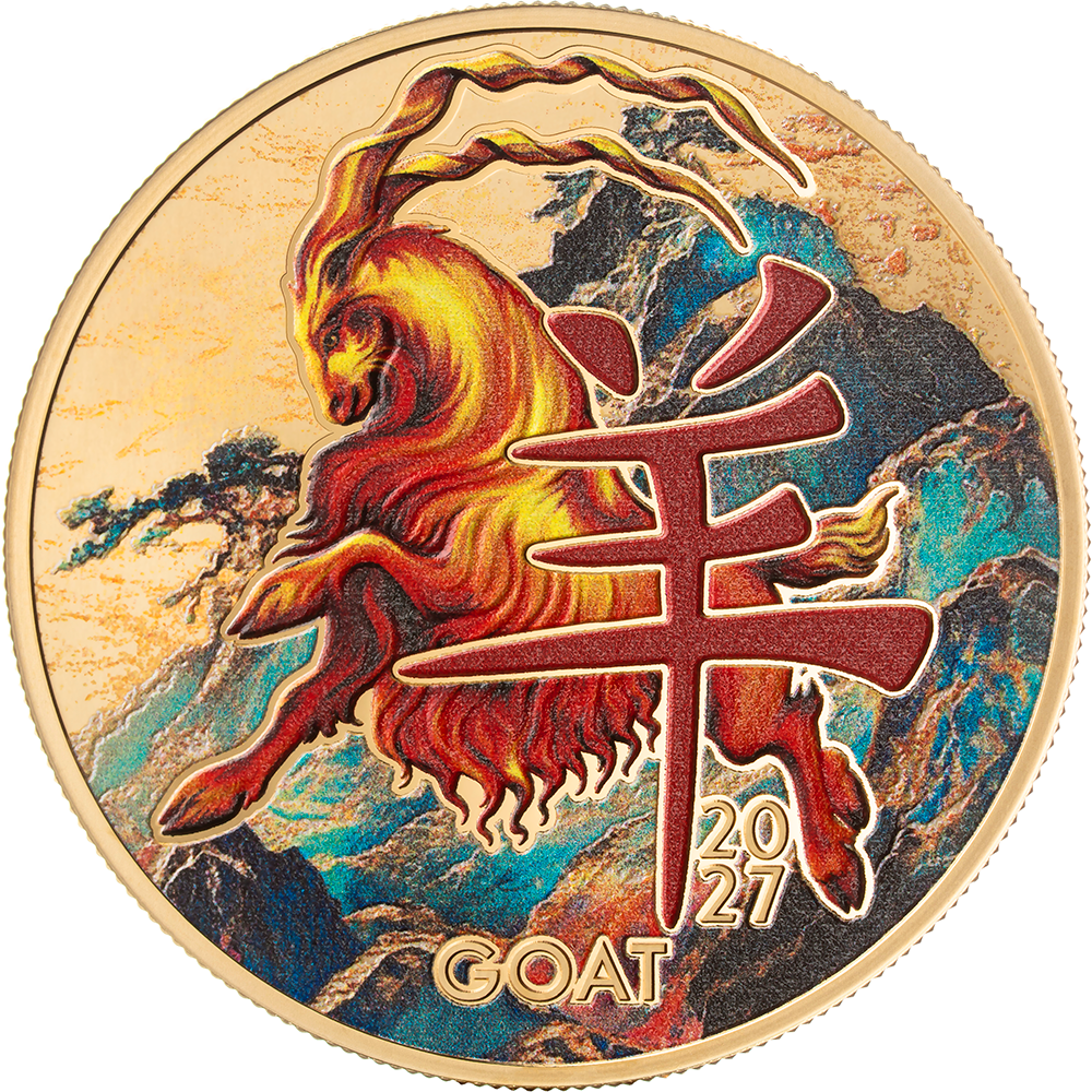 Cameroon - 2026 - 1000 Francs – Year of the Goat GOLDEN EDITION 1/2oz silver