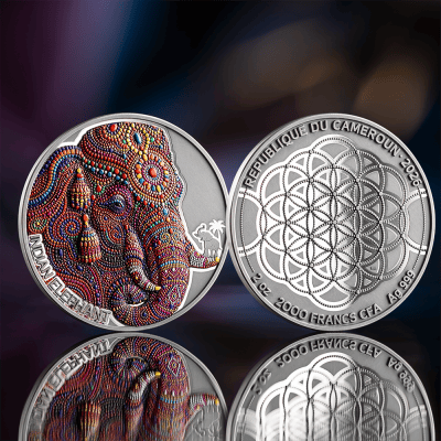 Cameroon - 2026 - 2000 Francs - Indian Elephant (Patterns of the World series) 2oz silver